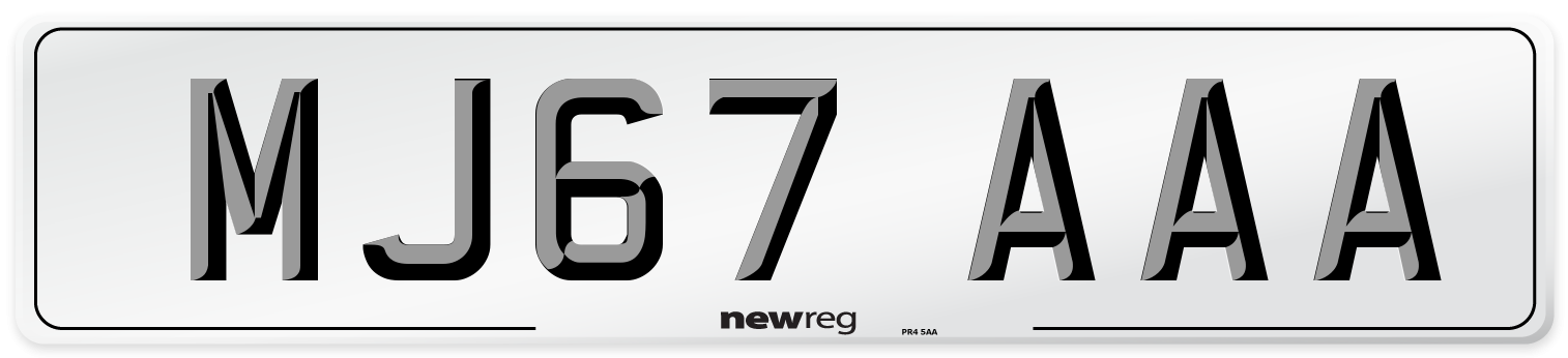 MJ67 AAA Number Plate from New Reg